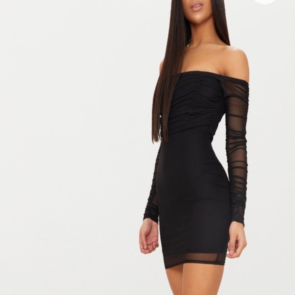 mesh bodycon dress prettylittlething